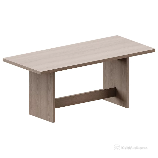 Modern Wooden Dining Table Set With Rectangular Top And Sturdy Leg Design 3d model