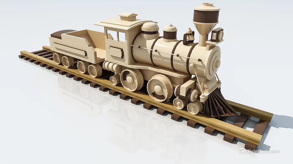 Wooden Toy Train Play Equipment With Track For Kids Fun Playtime 3d model 