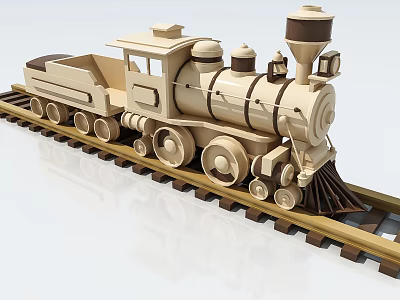 Wooden Toy Train Play Equipment With Track For Kids Fun Playtime 3d model
