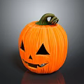 Orange Jack o Lantern With Carved Face Green Stem And Halloween Decoration