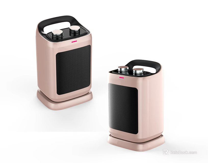 Public Facilities Pink Heating Units With Black Grilles And Top Control Knobs Design 3d model 