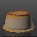 Shiny Creamy Pudding With Smooth Texture And Red Caramel Decorative Edge