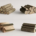 Natural Stone Wood Logs Stacked in Various Shapes and Sizes