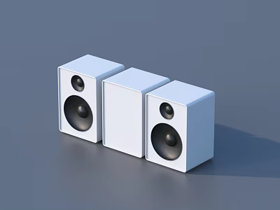 Modern White Three Piece Speakers With Sleek Design For Home Audio System 3d model