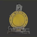 Weapon Mechanical Component With Yellow Coiled Structure Metal Base And Industrial Cables