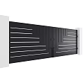 Modern Black Metal Gate With Linear Details And Handle Design 3d model