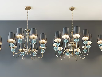 Simple European chandelier fashion simple metal chandelier combination 3d model