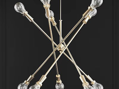 Modern Contemporary Chandelier With Cross Metal Frame And Clear Glass Bulbs 3d model