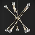 Modern Contemporary Chandelier With Cross Metal Frame And Clear Glass Bulbs