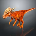 Orange Dinosaur Model With Spiked Head Textured Body Standing On Dark Background With Reflection 3d model