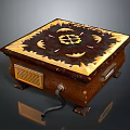Vintage Wooden Computer Device With Decorative Top Mechanical Elements And Metal Feet