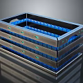 Modern Metal Container With Stackable Design Blue Lighting And Green Accents