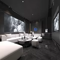 Elegant Modern KTV Interior Design With Comfortable Sofa And Large Display Screen 3d model
