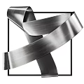 Modern Wall Decor With Golden Metal Strips Intertwined On Black Frame