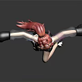 Red Haired Fantasy Character Leaping With Mythical Creature And Winged Accessories