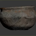Ancient Clay Pottery Sculpture With Hand Carved Textured Surface And Worn Edges