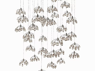 Elegant Crystal Chandelier Design With Multiple Hanging Light Fixtures For Interior Decor 3d model