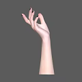 Two Human Hands With Black Nail Polish And Natural Skin On Gray Background