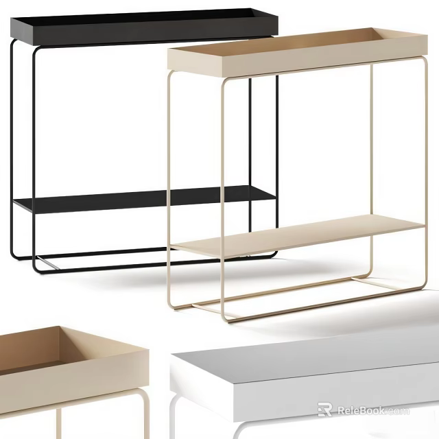 Modern Minimalist Side Table With Metal Frame And Shelf For Living Room 3d model 
