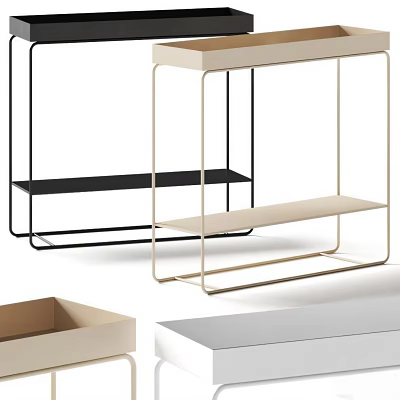 Modern Minimalist Side Table With Metal Frame And Shelf For Living Room 3d model