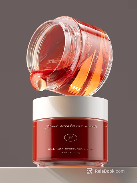 Red Perfume Bottle Featuring Transparent Section And White Fair Woodroot Cap 3d model 