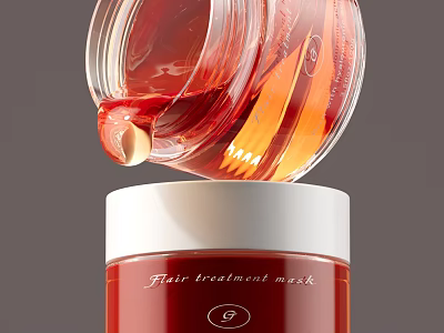 Red Perfume Bottle Featuring Transparent Section And White Fair Woodroot Cap 3d model