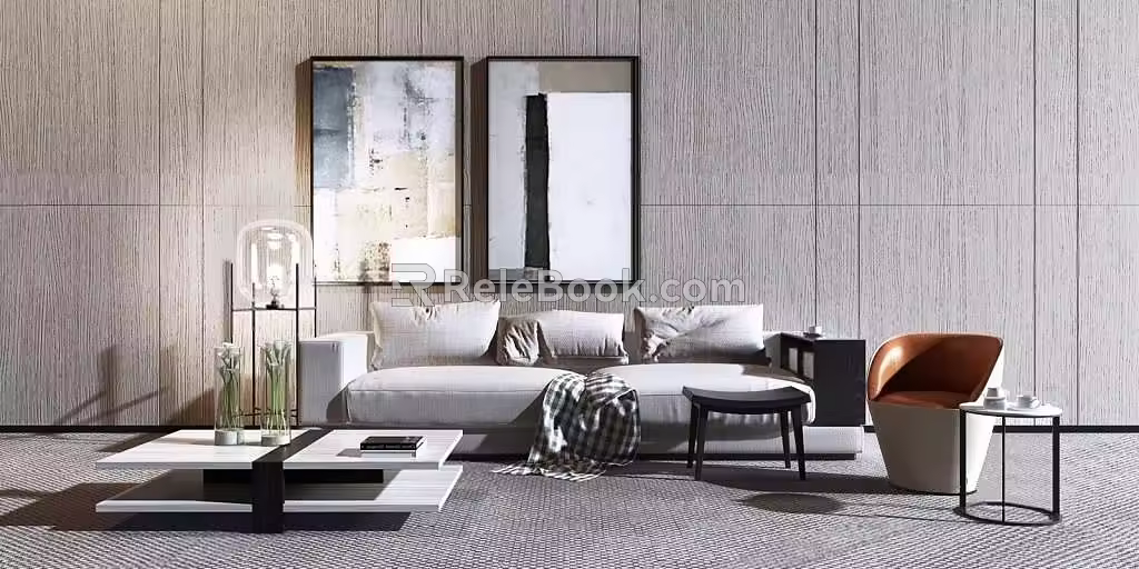 Sofa coffee table combination 3d model