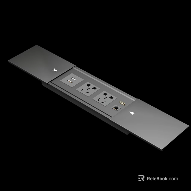 Modern Slim Switch Panel With Multiple Power Outlets And USB Charging Ports 3d model