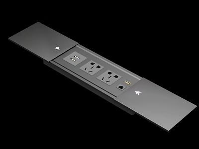 Modern Slim Switch Panel With Multiple Power Outlets And USB Charging Ports 3d model