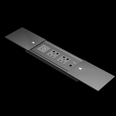 Modern Slim Switch Panel With Multiple Power Outlets And USB Charging Ports 3d model