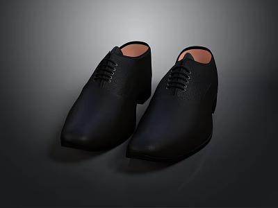 Elegant Black Leather Dress Shoes With Lace Up Closure And Smooth Finish 3d model