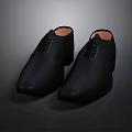 Elegant Black Leather Dress Shoes With Lace Up Closure And Smooth Finish