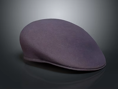 Stylish Purple Beret Made Of Soft Fabric On Dark Surface With Gradient Background 3d model