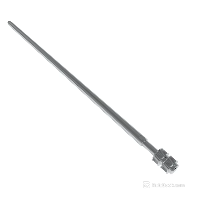 Durable Silver Metal Long Rod With Smooth Surface And Threaded Connector End 3d model 