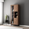 Wooden Bookcase with Books Potted Plant Framed Picture and Decorative Vase