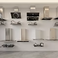 Modern Kitchen Appliances Showcase With Various Range Hoods And Stovetop Styles