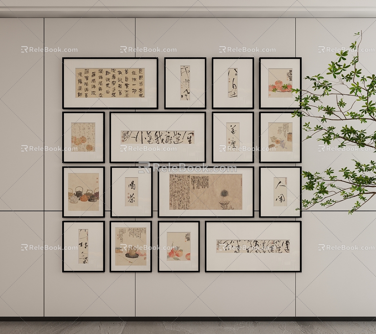 New Chinese Style Decorative Hanging Painting 3d model