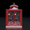 Red Commercial Vending Machine With Double Doors Decorative Pavilion Top And Product