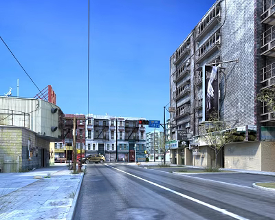 Modern Street Old Block Urban Street 3d model