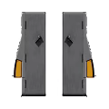 Silver Metallic Public Payphones With Display Screens Keypads Handsets And Coin Slots
