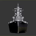 Large Detailed Historical Battleship 3D Rendering With Deck And Turrets 3d model