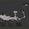Mars Rover And Exploration Drone On Martian Surface For Scientific Mission 3d model