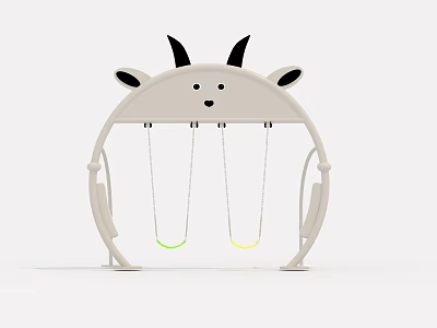 Playground Equipment Goat Shaped Swings with Beige Frame Black Horns and Colored Seats 3d model