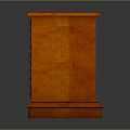 Wooden Bedside Table with Three Drawers Metal Handles and Side Carvings on Short Legs