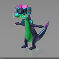 Playful Otter Character With Neon Headphones And Colorful Body Design