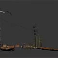 Scenic Construction Elements With Flag Pole Rock Base And Platform Structures