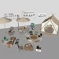 Outdoor Table And Chair Sets With Tent Straw Umbrella For Camping Garden Setting