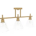 Brass Ceiling Light With Three Transparent Glass Shades And Modern Design