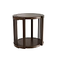 Round Wooden Coffee Table With Dark Brown Frame And Lower Storage Shelf 3d model