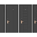 Modern Black Security Doors With Sleek Design Metal Handles And Panel Patterns 3d model
